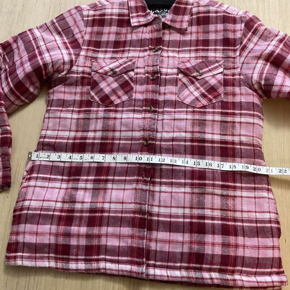 Casual Country Shacket Adult Medium Red White Plaid Button Up New No Tag Pockets - Picture 5 of 11